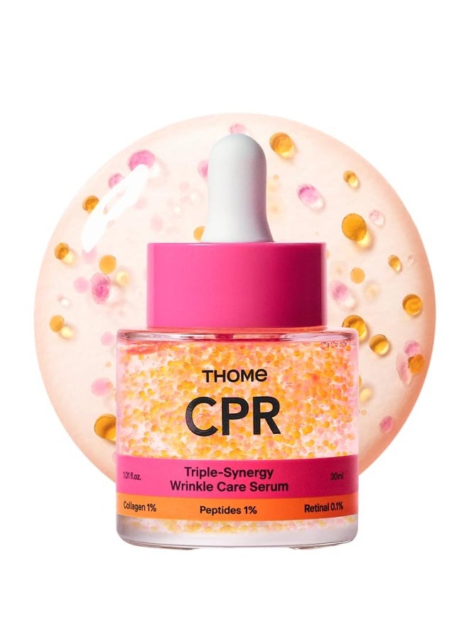 THOME CPR Serum - Collagen 1 + Peptide 1 + Retinal 0.1 Triple Synergy Mechanism, High Potency Firming Serum for Fine Lines & Wrinkles, Texture & Pore Refining, Korean Skincare, 1.01 fl oz