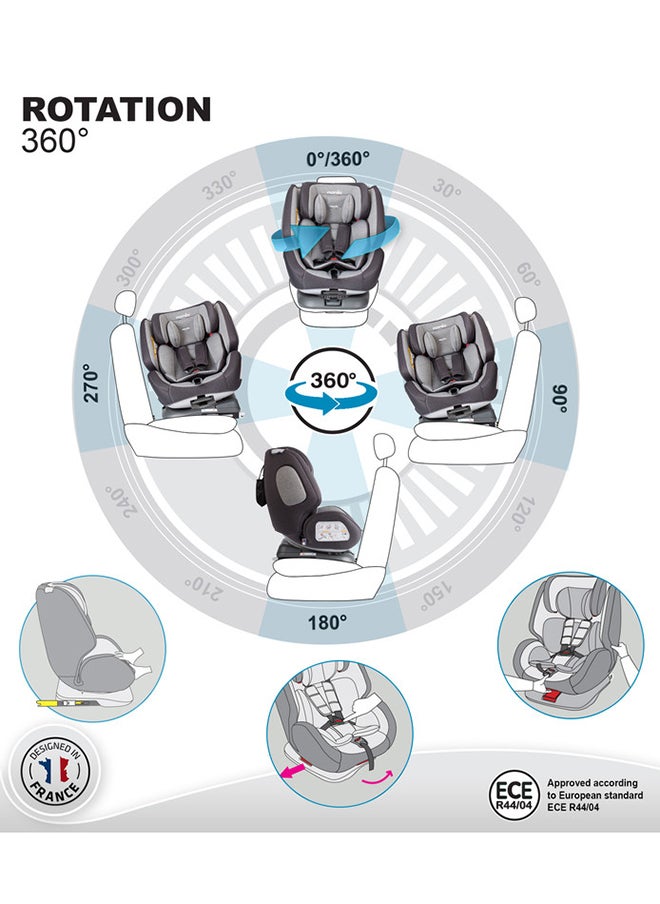 Nania - One360 Degree Rotation Convertible Car Seat, Group 0+/1/2/3, 0 To 12 Yrs, Grey - Image 1