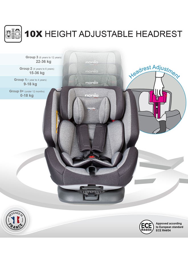 Nania - One360 Degree Rotation Convertible Car Seat, Group 0+/1/2/3, 0 To 12 Yrs, Grey - Image 1