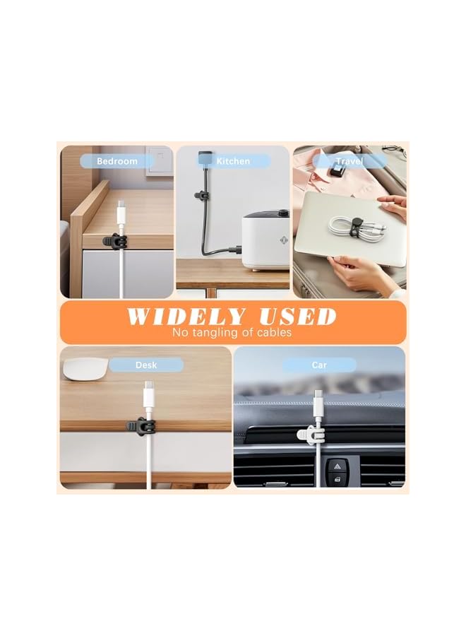 S-TOP Reusable Silicone Cable Ties with Strong Magnetic Base, Durable Magnetic Cable Organizer Clips for Desk, Home, Kitchen and Office Cord Management, Charging Wire Holders (6PCS) - Image 4