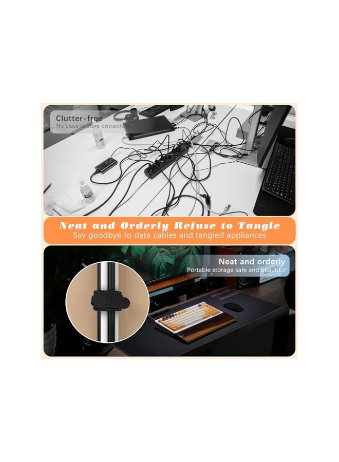 S-TOP Reusable Silicone Cable Ties with Strong Magnetic Base, Durable Magnetic Cable Organizer Clips for Desk, Home, Kitchen and Office Cord Management, Charging Wire Holders (6PCS) - Image 2