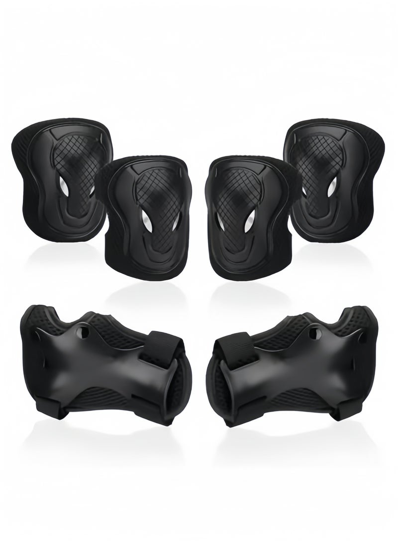 هالامودو مجموعة من 6 قطع من وسادات الركبة للبالغين، مجموعة معدات وقائية تتضمن زوجًا واحدًا من وسادات الركبة وزوجًا واحدًا من وسادات الكوع وزوجًا واحدًا من واقيات المعصم مصممة للتزلج على الجليد وركوب الدراجات وركوب الخيل والتزلج على الجليد - Image 2