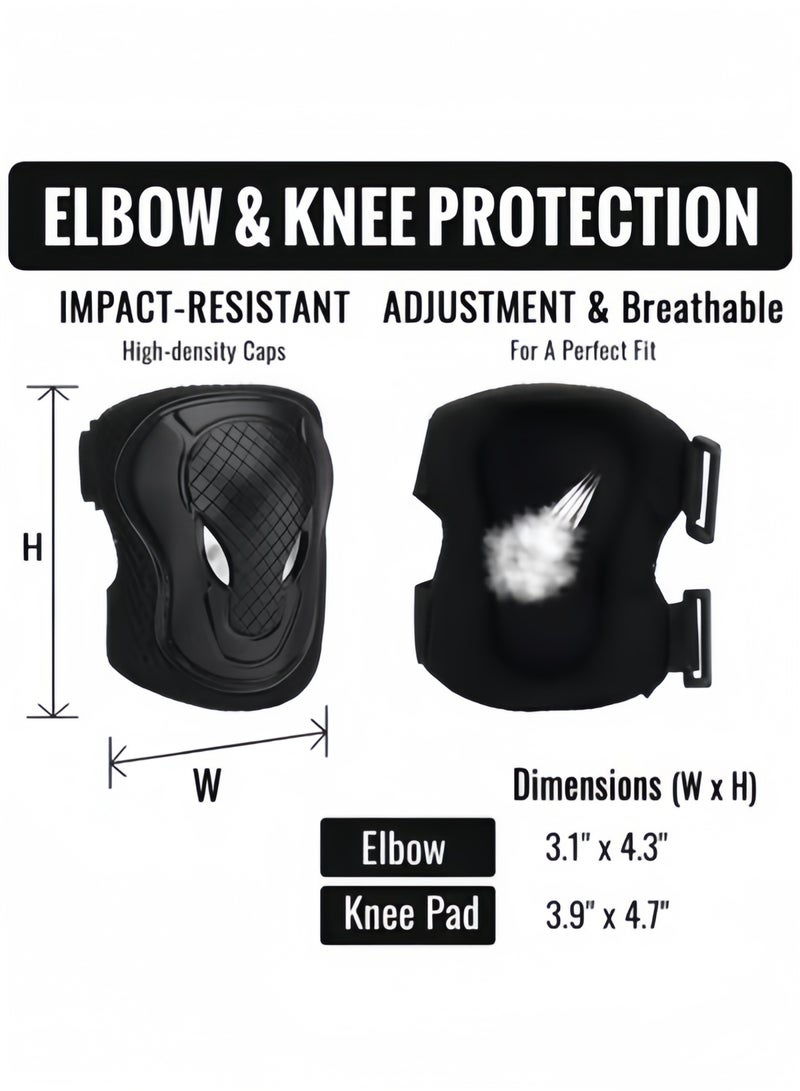 هالامودو مجموعة من 6 قطع من وسادات الركبة للبالغين، مجموعة معدات وقائية تتضمن زوجًا واحدًا من وسادات الركبة وزوجًا واحدًا من وسادات الكوع وزوجًا واحدًا من واقيات المعصم مصممة للتزلج على الجليد وركوب الدراجات وركوب الخيل والتزلج على الجليد - Image 5