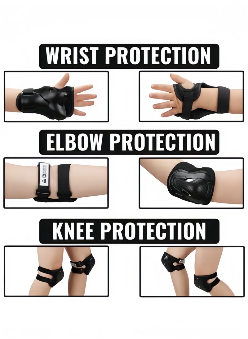 هالامودو مجموعة من 6 قطع من وسادات الركبة للبالغين، مجموعة معدات وقائية تتضمن زوجًا واحدًا من وسادات الركبة وزوجًا واحدًا من وسادات الكوع وزوجًا واحدًا من واقيات المعصم مصممة للتزلج على الجليد وركوب الدراجات وركوب الخيل والتزلج على الجليد - Image 4