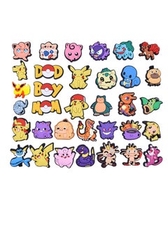 Excefore Cartoon Shoe Charms 34PCS Pokemon Shoes Charm for Croc PVC Baby Kids Accessories Birthday Party Favors Supplies Decorations Fit Clog Bracelets Gift  - Image 1