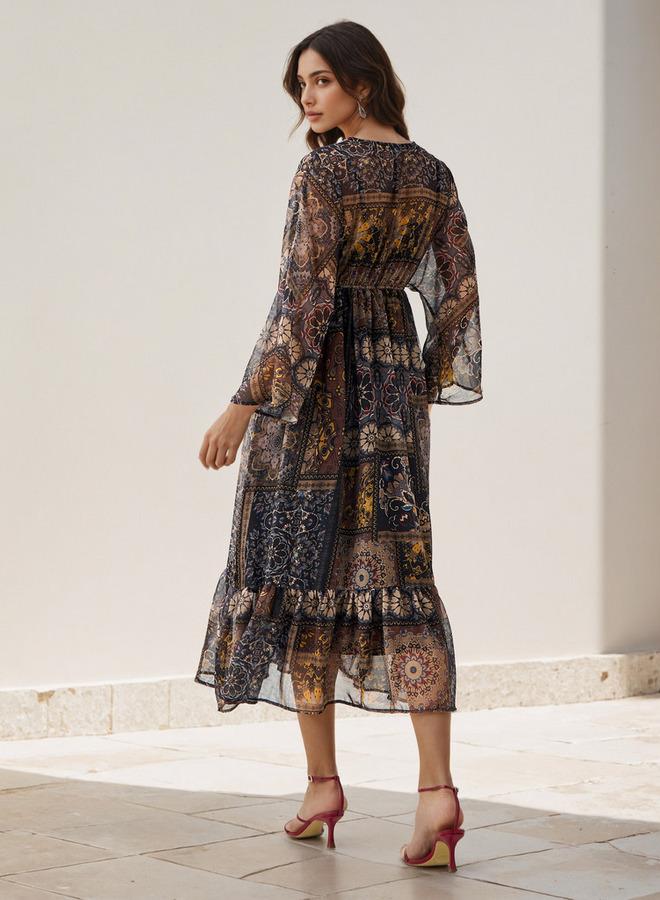 سبلاش فيڤ فستان قفطان نسائي بطبعة زهور من الفيسكوز - Image 3