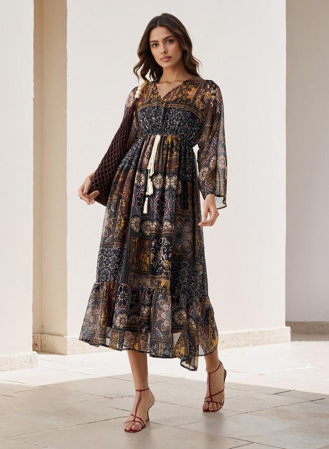 سبلاش فيڤ فستان قفطان نسائي بطبعة زهور من الفيسكوز - Image 2