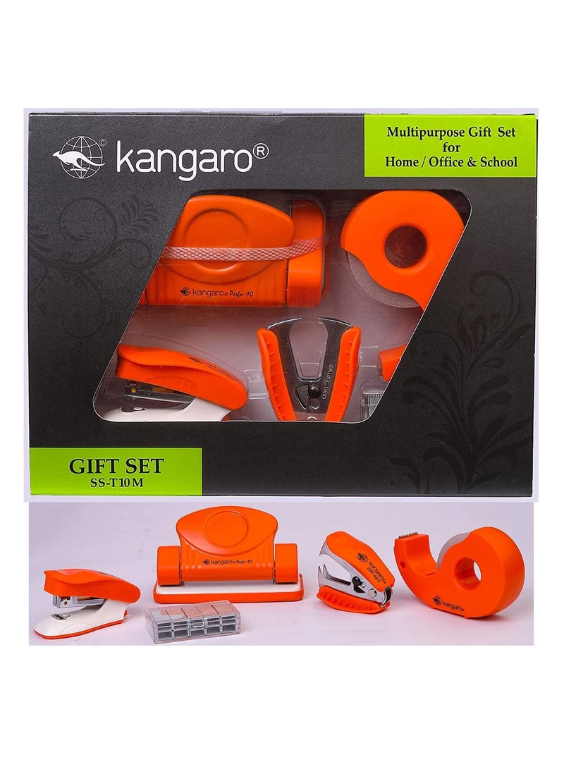 Kangaro 5-Piece Stapler and Punch With Accessories Orange - Image 1