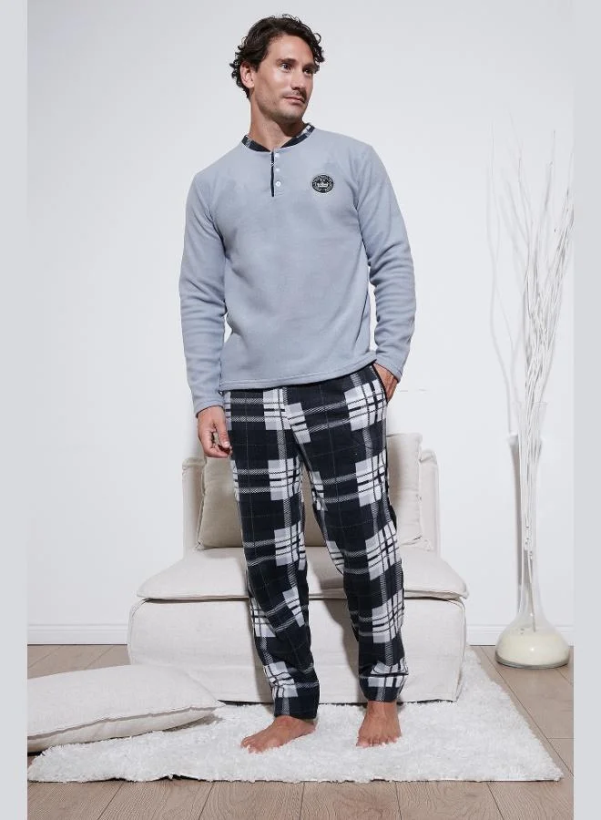 Buratti  Buratti Regular Fit Crew Neck Winter Soft Textured Polar Fleece Pajama Set Men's PAJAMAS SET 6096100 for Men | Best Price UAE