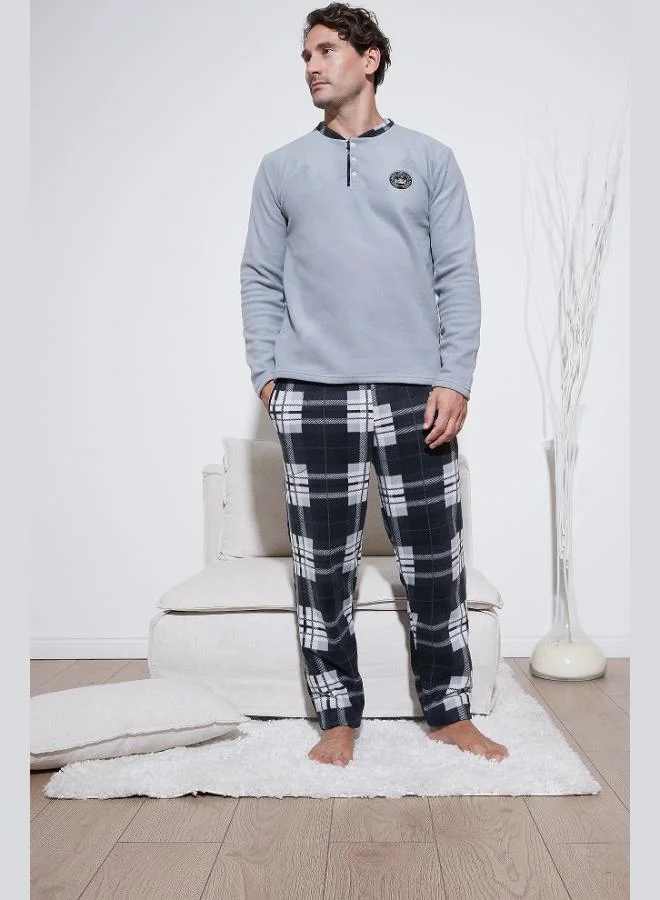 Buratti Regular Fit Crew Neck Winter Soft Textured Polar Fleece Pajama Set Men's PAJAMAS SET 6096100