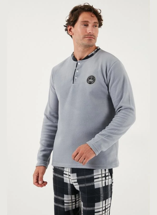 Buratti  Buratti Regular Fit Crew Neck Winter Soft Textured Polar Fleece Pajama Set Men's PAJAMAS SET 6096100 for Men | Best Price UAE
