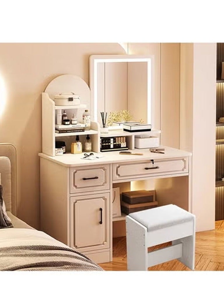 keke Multifunctional Makeup Vanity Dressing Table with LED Mirror and Chair 80 CM - Image 2