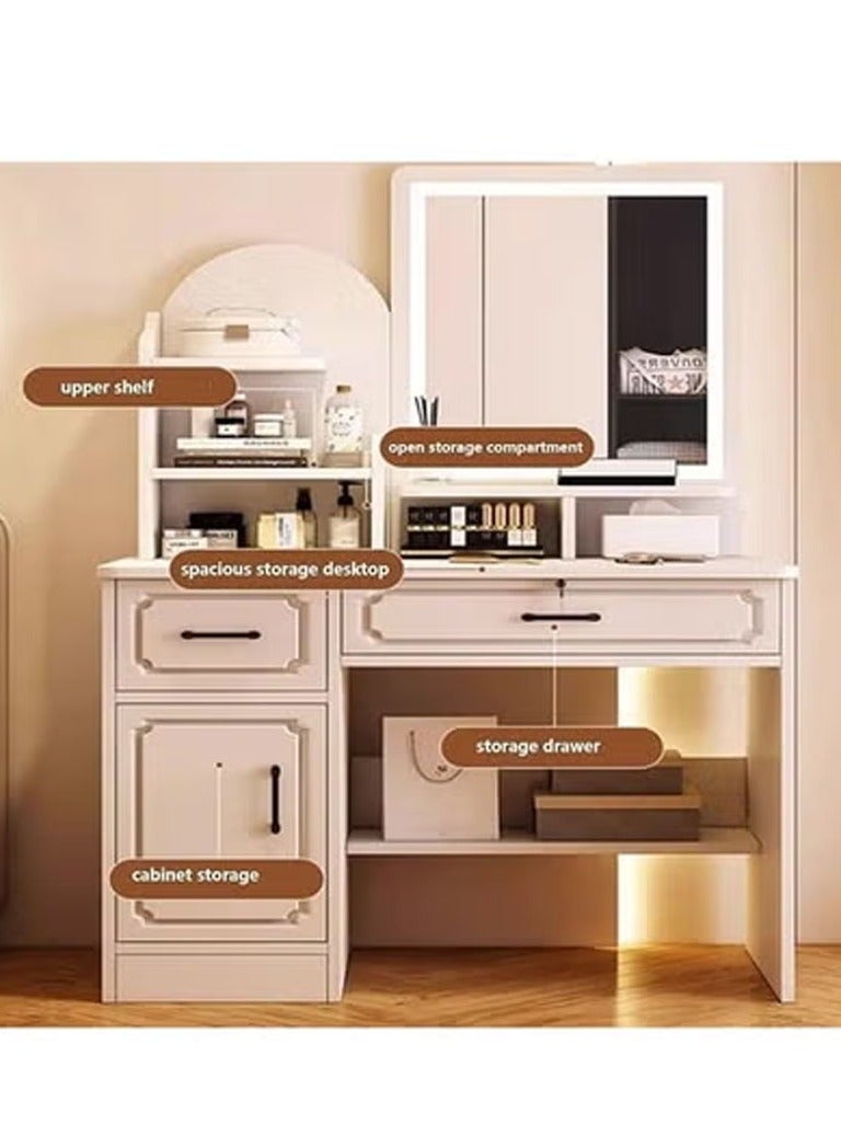 keke Multifunctional Makeup Vanity Dressing Table with LED Mirror and Chair 80 CM - Image 3