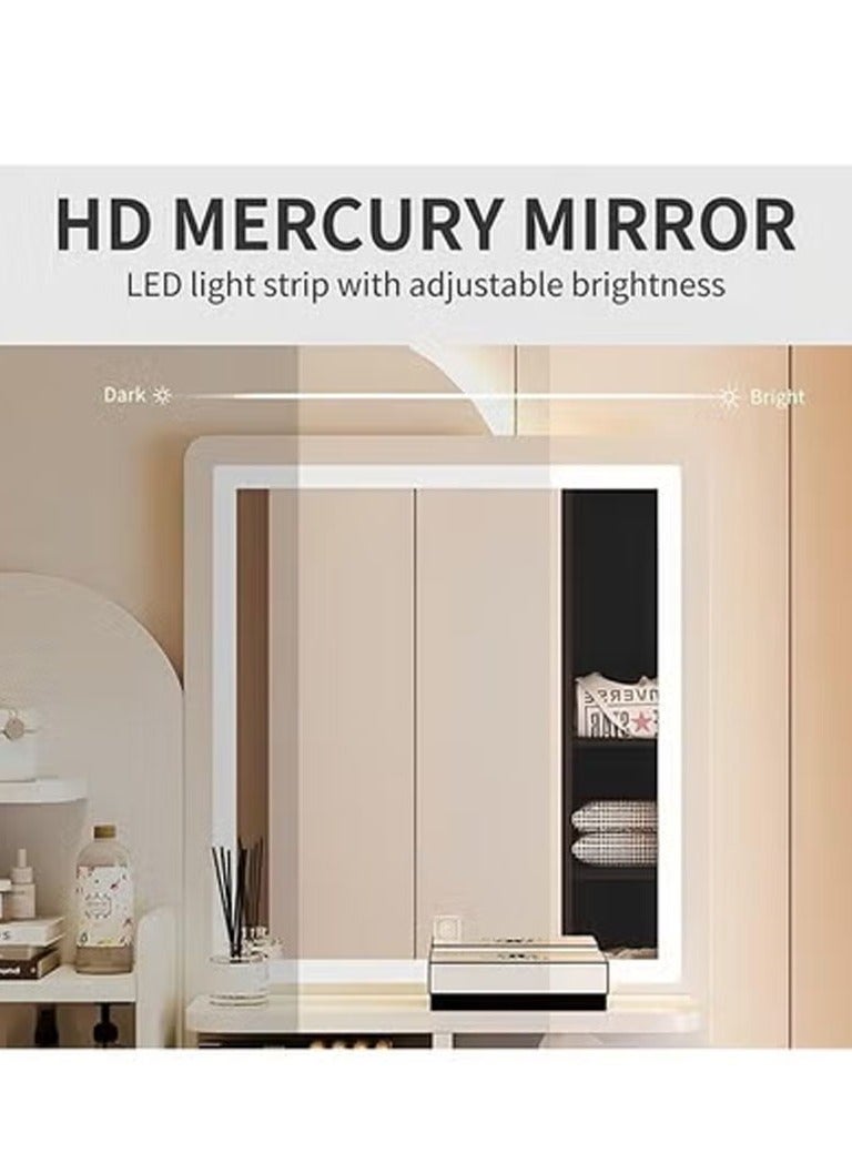 keke Multifunctional Makeup Vanity Dressing Table with LED Mirror and Chair 80 CM - Image 4