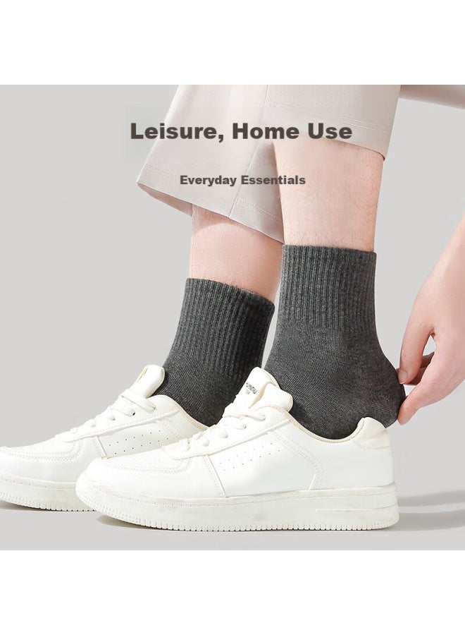 Me Feeling 5 Pairs Men's Autumn Winter Antibacterial Breathable Cotton Socks With Aloe Vera Moisturizing 10a Mid-calf Casual Socks - Image 2