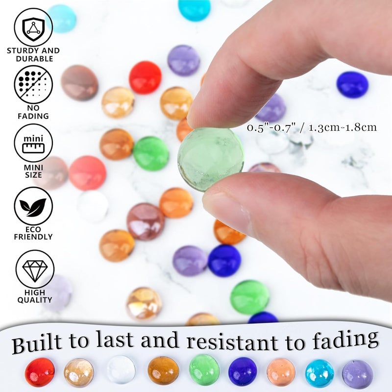 Meschett 50 x Mini Glass Gemstones, Green Mancala Stones, Flat Floor Marble Beads for Home, Decorative Crafts, Vase Filler (1.3 cm ~ 1.8 cm) - Image 5