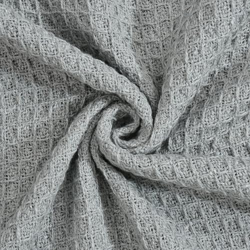 TIB Cotton Throw Blanket,125x150 cm, Throws for Sofa and Couch 3 Seater 120 TC with Fringes, (Grey)| TC - 120 - Image 4