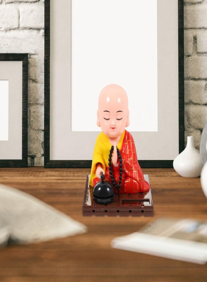 VICASKY Figurine Dashboard Ornament Decorations - Little Monk Solar Head Toys Funny Car Shaking Toy Chinese Buddha Statue Home Buddha Monk Statue for Car Dashboard Decoration, Office, Table - Image 2