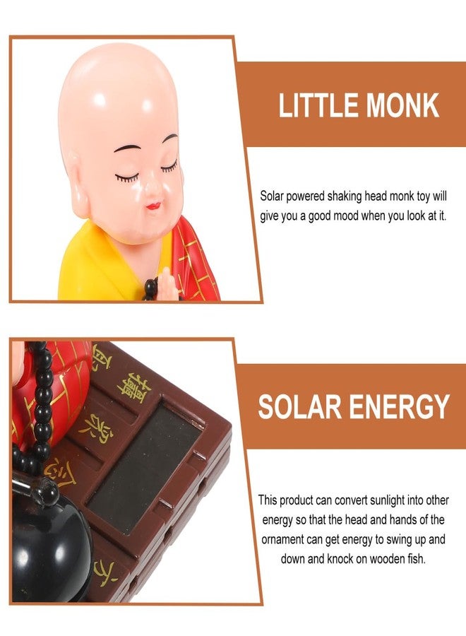 VICASKY Figurine Dashboard Ornament Decorations - Little Monk Solar Head Toys Funny Car Shaking Toy Chinese Buddha Statue Home Buddha Monk Statue for Car Dashboard Decoration, Office, Table - Image 5
