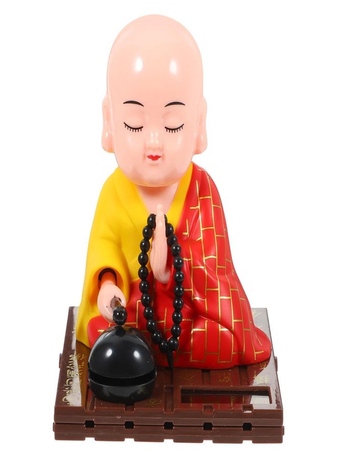 VICASKY Figurine Dashboard Ornament Decorations - Little Monk Solar Head Toys Funny Car Shaking Toy Chinese Buddha Statue Home Buddha Monk Statue for Car Dashboard Decoration, Office, Table - Image 1