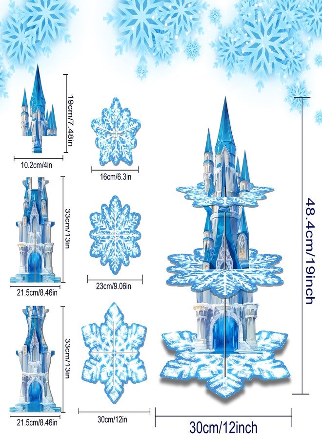 PHOGARY 3 Tier Cupcake Stand for Ice Birthday Party Decorations, Ice Palace Cupcake Tower Stand Winter Snow Party Decor, Snowflake Cupcake Holder Stand Winter Wonderland Baby Shower Supplies - Image 2
