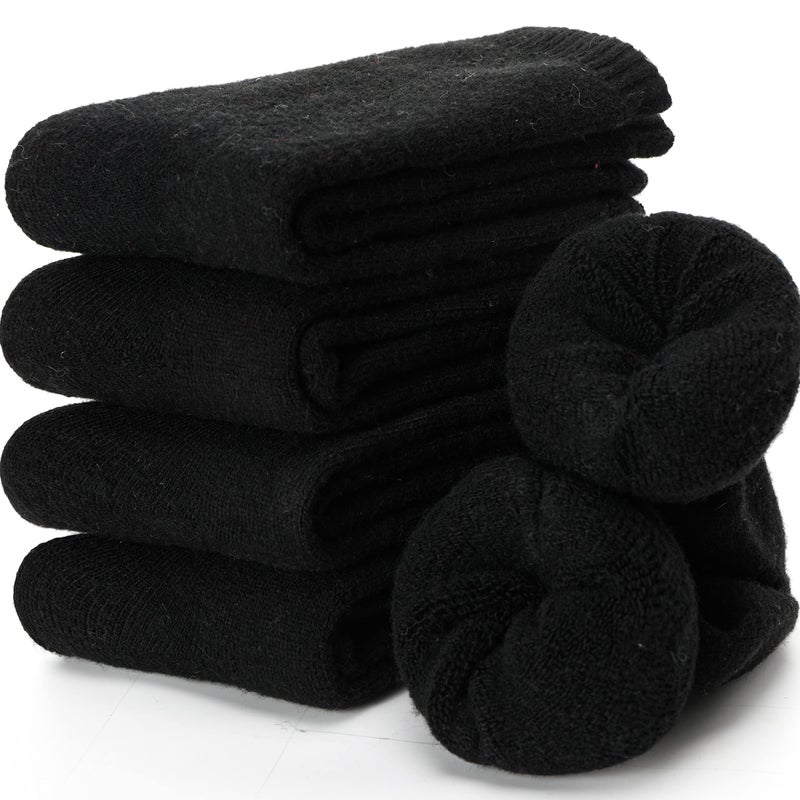 EBMORE Womens Wool Socks Thermal Hiking Winter Boot Warm Thick Cozy Crew Comfy Work Socks for Ladies 5 Pairs(Black) - Image 1