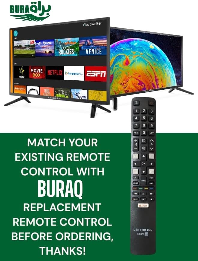 TCL Smart TV Remote - RC802N Replacement Control For TCL LCD LED L50E3800FS LED55P6500US With Netflix Smart Key - Black - Image 2