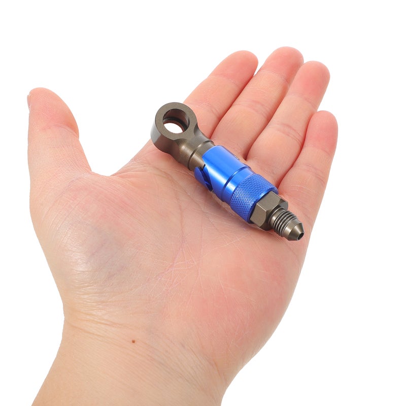 Brake Line Fitting for Motorcycle - Quick Release Connect & Disconnect Adapter - Aluminum Alloy Oil Line Coupling Connector Curved for Fluid Hose - Image 4