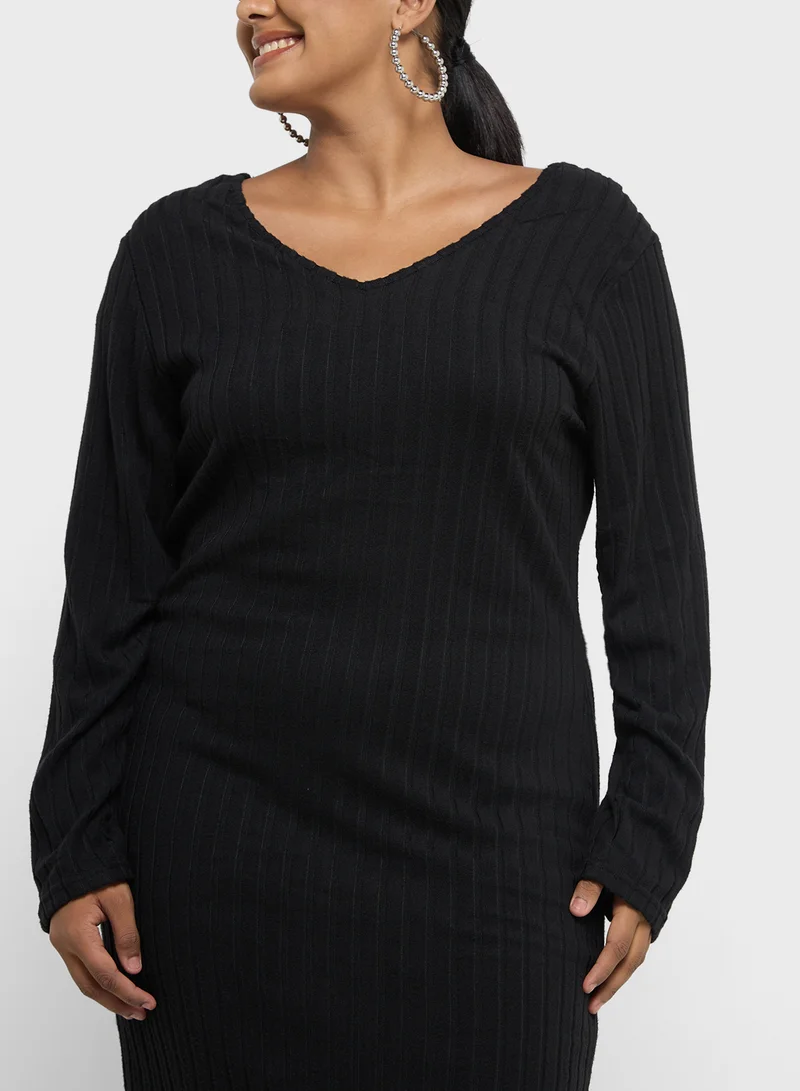Ginger Plus Ribbed Knit Dress