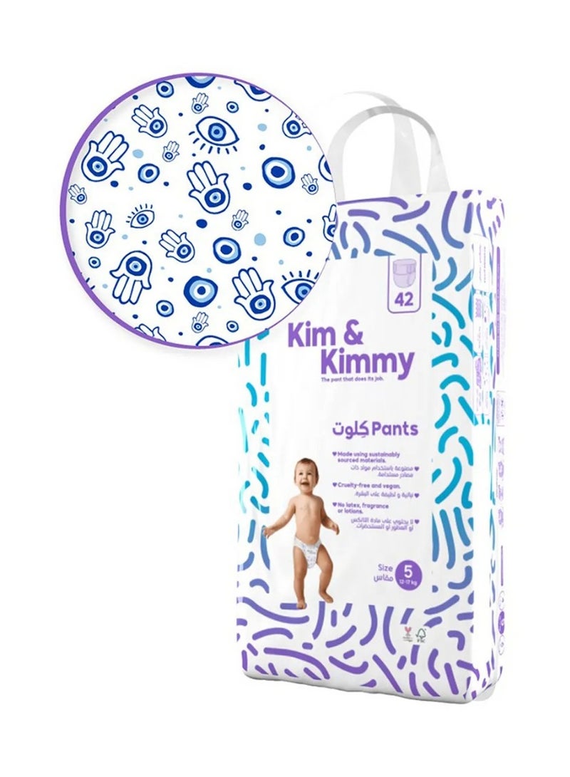 Kim & Kimmy KimandKimmy Pant Style Diapers, 42 Pieces, Size 5, 12 to 17kg - Wetness Indicator, 12Hrs Leak Protection, Comfy Fit - Image 1