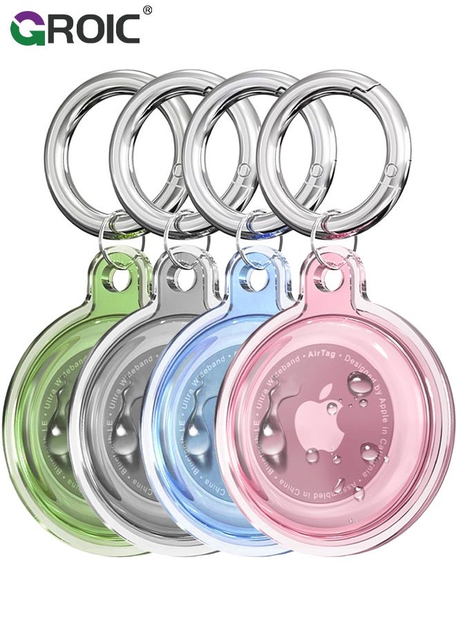 GROIC [4 Pack] Airtag Keychain for Apple Air Tag Holder IPX8 Waterproof Drop Shockproof Protective Cover Case Scratch Resistant for Pets, Dog, Keys, Cat, Luggage  - Image 1