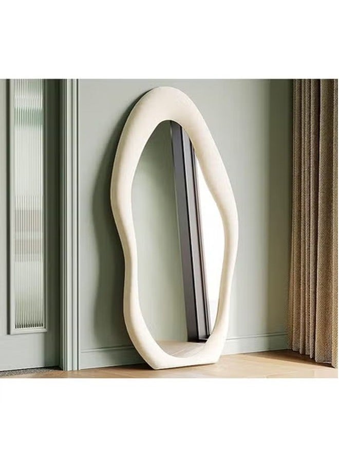 كيكي مرآة خلع الملابس كاملة الطول، مثبتة على الحائط وقائمة بذاتها، 60×160 سم، لون الشاي بالحليب - Image 2