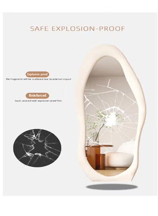 كيكي مرآة خلع الملابس كاملة الطول، مثبتة على الحائط وقائمة بذاتها، 60×160 سم، لون الشاي بالحليب - Image 4