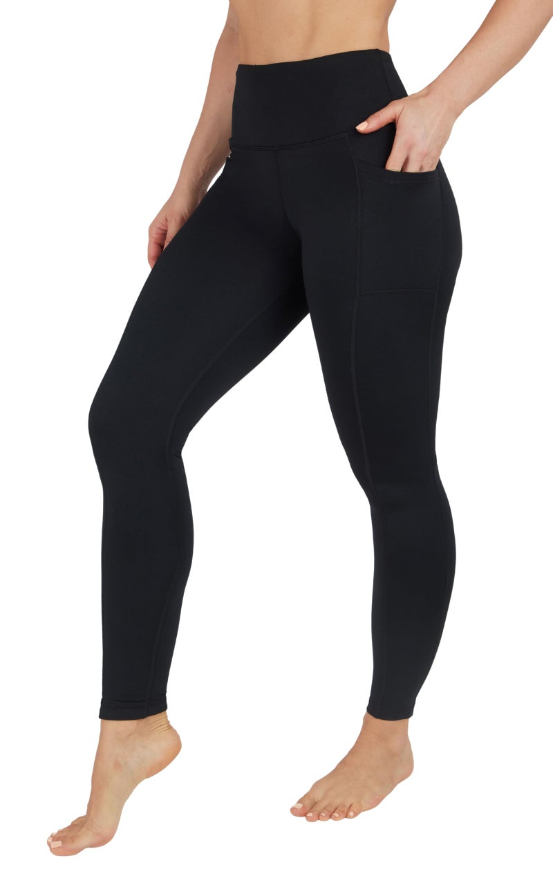 90 Degree By Reflex High Waist Fleece Lined Leggings with Side Pocket - Yoga Pants - Black with Pocket - Large - Image 1