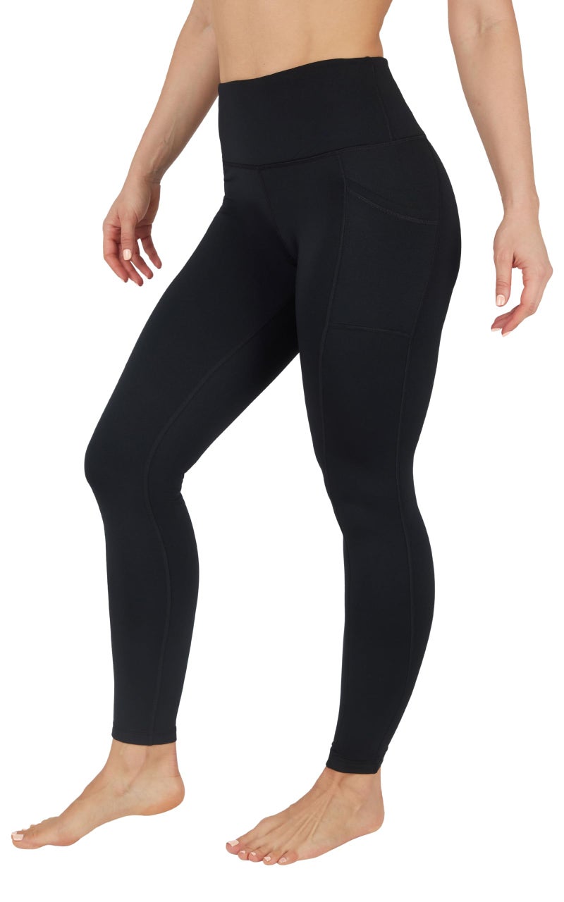 90 Degree By Reflex High Waist Fleece Lined Leggings with Side Pocket - Yoga Pants - Black with Pocket - Large - Image 2