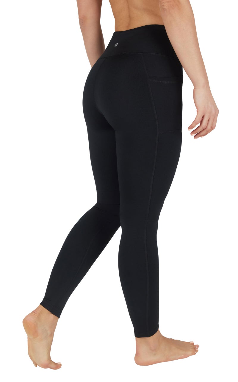 90 Degree By Reflex High Waist Fleece Lined Leggings with Side Pocket - Yoga Pants - Black with Pocket - Large - Image 4