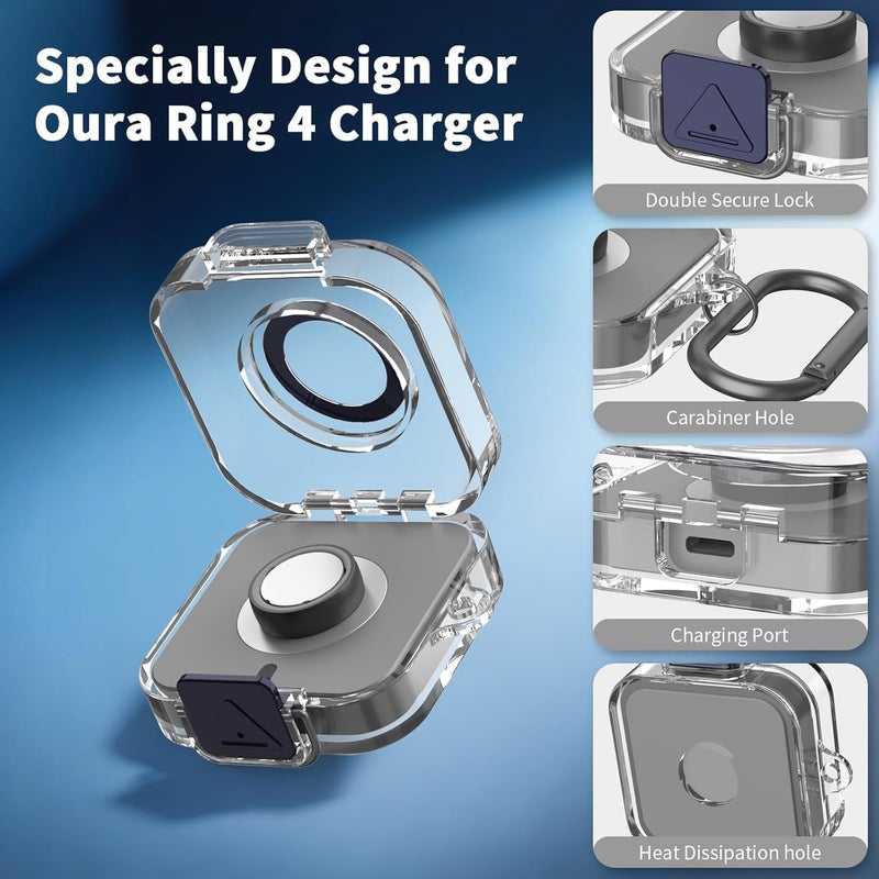 Odluzy Case Cover for Oura Ring Gen 4 Charger, Portable Protective Case for Oura Ring Gen 4 Charger with Carabiner, Shockproof Plastic Cover, Only Protective Case - Image 3