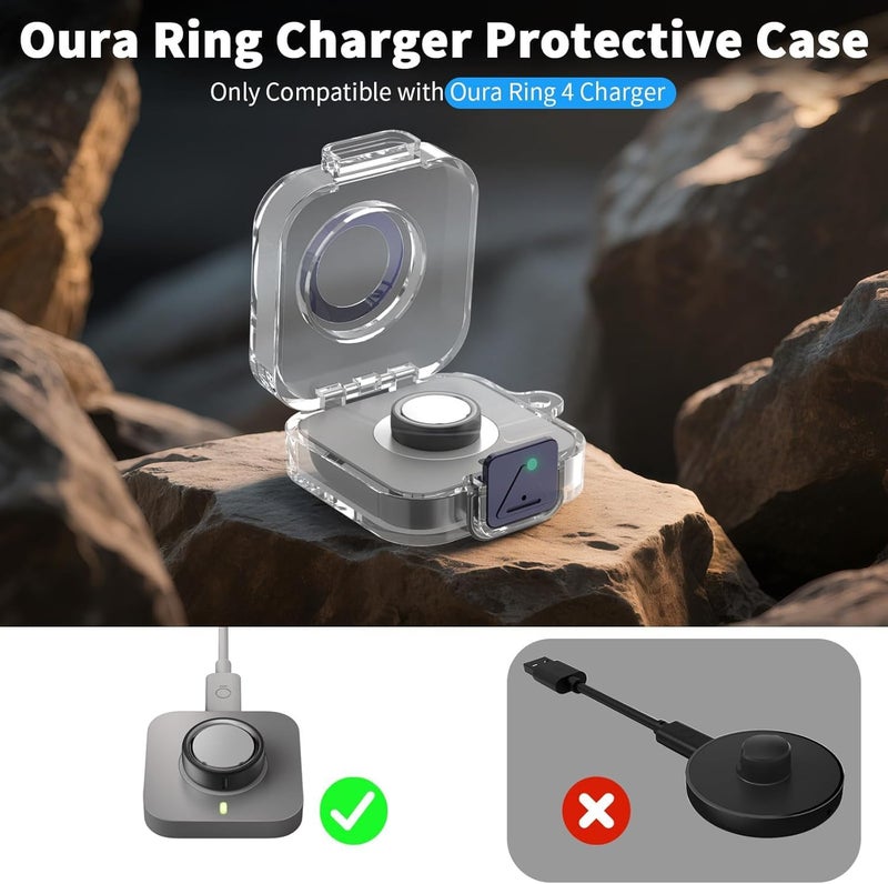 Odluzy Case Cover for Oura Ring Gen 4 Charger, Portable Protective Case for Oura Ring Gen 4 Charger with Carabiner, Shockproof Plastic Cover, Only Protective Case - Image 2