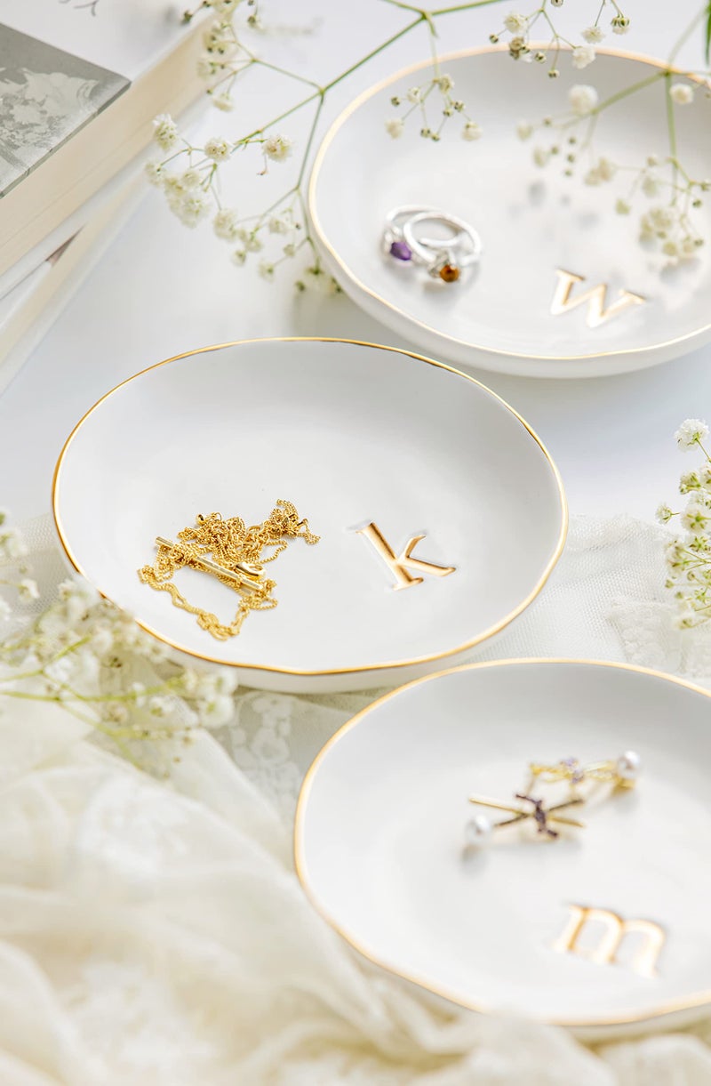 COLLECTIVE HOME - Ceramic Jewelry Tray, Decorative Trinket Dish for Rings Earrings Necklaces Bracelet Watch Keys, Birthday Mother's Day Christmas Gift for Women, 4.75", White Surface (R) - Image 4