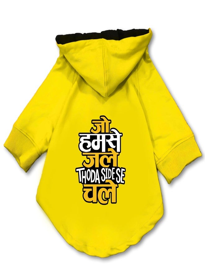 PawsIndia Dog Hoodie Full Sleeves Winter Dress/Jacket/Apparel/Clothes/Jackets for All Dog Sizes & Puppies for Stylish & Cozy Keeps Dogs Warm | Jo Humse Jale Thoda Side Se Chale | Yellow | 2X-Large - Image 2
