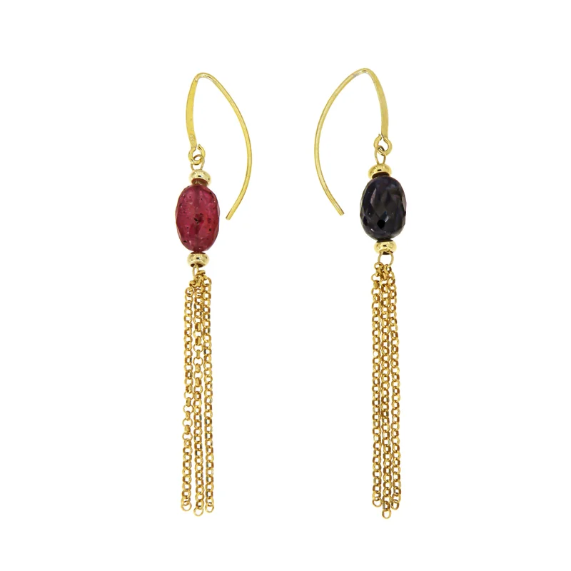 جواندلينا Gold Plated Earrings with Multicolor Sapphire