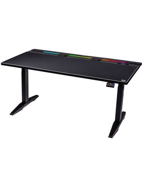 Thermaltake G700 RGB Gaming Desk, Adjustable Height, Anti-collision Safety Sensor, Dynamic Screen Glide, RGB Lighting Strip, Full-Sized Mouse Pad, Black | GGD-G70-BKEIRX-22