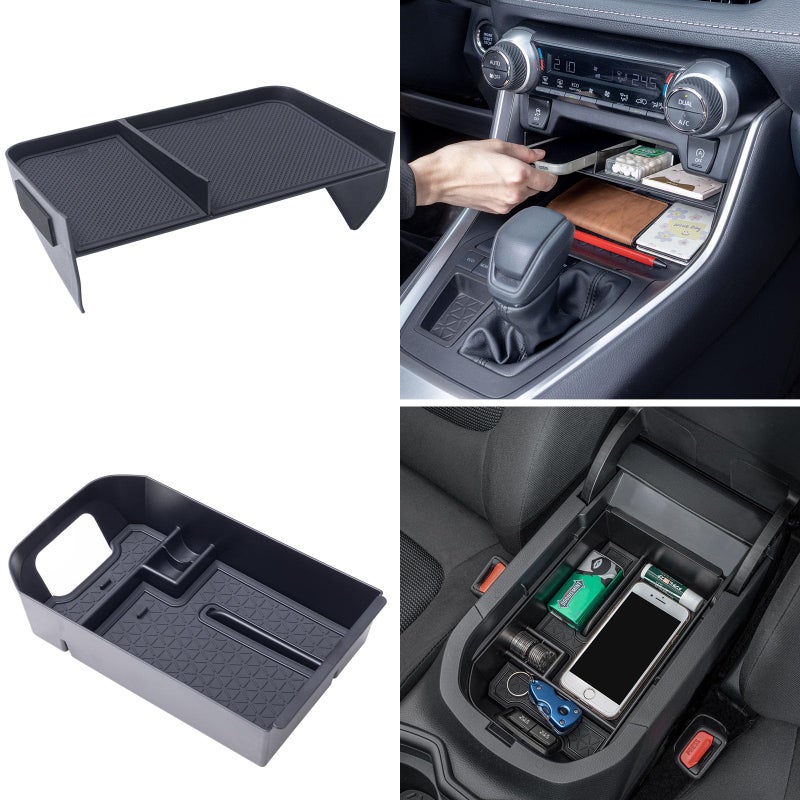 TOPINSTALL 2025 Huge Slots Tray Compatible with 20192025 Toyota RAV4 RAV 4 Prime Accessories Center Console Tray Divider for Phones with Cases Armrest Box Storage Tray