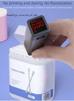 هاناميشي أعواد قطنية للأطفال 200 قطعة أعواد قطنية لتنظيف أذن وأنف الأطفال أعواد قطنية مزدوجة الرأس فائقة الدقة أعواد قطنية آمنة للأطفال  - Image 3