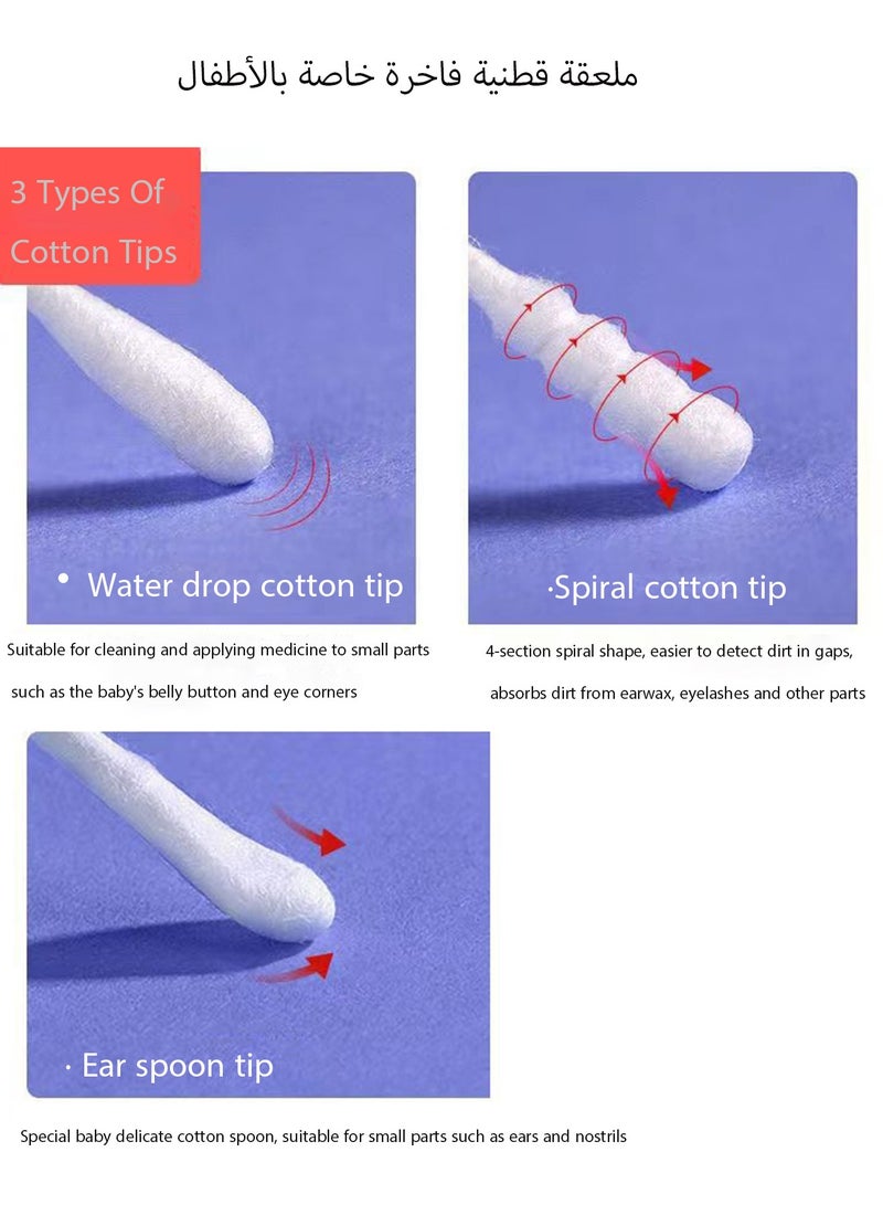 HANAMICHI Baby cotton swabs 200 pieces baby ear and nose cleaning cotton swab sticks clean ultra-fine double-headed cotton swabs children's safety cotton swabs  - Image 4