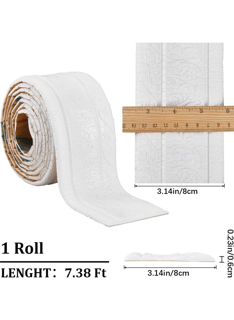 YelaJoy 82x3 inch Molding Peel and Stick White 3D Flexible Foam Wall Trim Self Adhesive Wallpaper Border Sticky Decorative Edging Baseboard Lines for Mirror Border Wall Hotel DIY Decor-White  - Image 2
