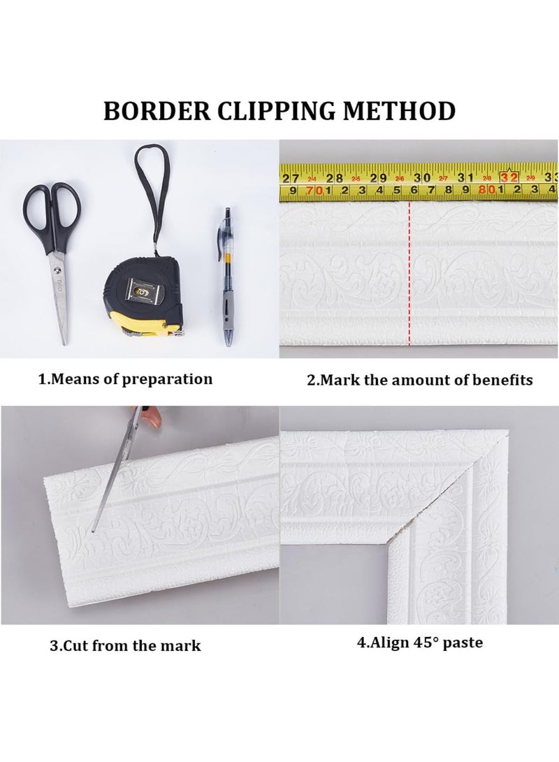 YelaJoy 82x3 inch Molding Peel and Stick White 3D Flexible Foam Wall Trim Self Adhesive Wallpaper Border Sticky Decorative Edging Baseboard Lines for Mirror Border Wall Hotel DIY Decor-White  - Image 5