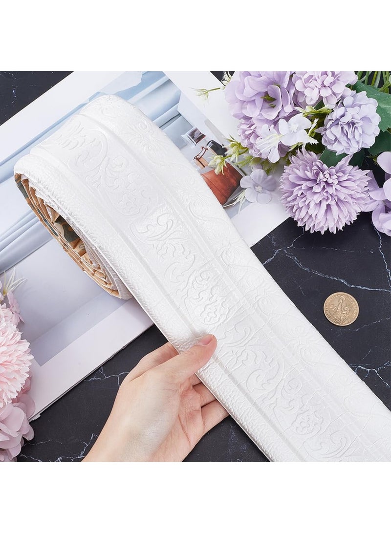 YelaJoy 82x3 inch Molding Peel and Stick White 3D Flexible Foam Wall Trim Self Adhesive Wallpaper Border Sticky Decorative Edging Baseboard Lines for Mirror Border Wall Hotel DIY Decor-White  - Image 3