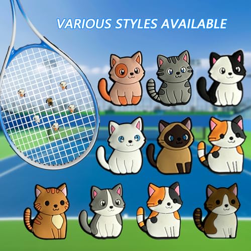 INSYOHO 10-Pack Tennis Dampener - Unique Cat Designs Tennis Racket Dampener, Silicone Shock Absorber Vibration Dampeners for Enhanced Control, Comfort & Grip Protection for Players - Image 5