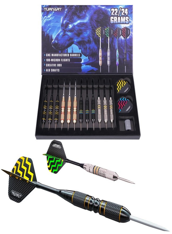 Turnart Darts Metal Tip Set - Steel Tip Darts Darts Set Professional Metal Darts Dart Board Set 12 Pcs 24 Gram 20 O-Rings Aluminum Darts Shafts 24 Extra Flights Darts Tool - Image 4